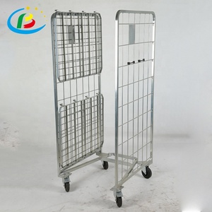 <span class=keywords><strong>Carro</strong></span> de malla metálica plegable de acero galvanizado de alta resistencia con ruedas para logística de almacén - Product Image 5