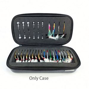 Sac de pêche professionnel personnalisé en cuir noir imperméable, étui rigide en EVA pour ranger les hameçons de pêche, idéal pour les sorties de pêche - Product Image 1