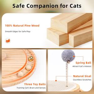 Tour à chat en bois multifonctionnelle et écologique avec poteau à gratter, interactive pour le centre d'activités des chatons, pour jouer et s'exercer - Product Image 5