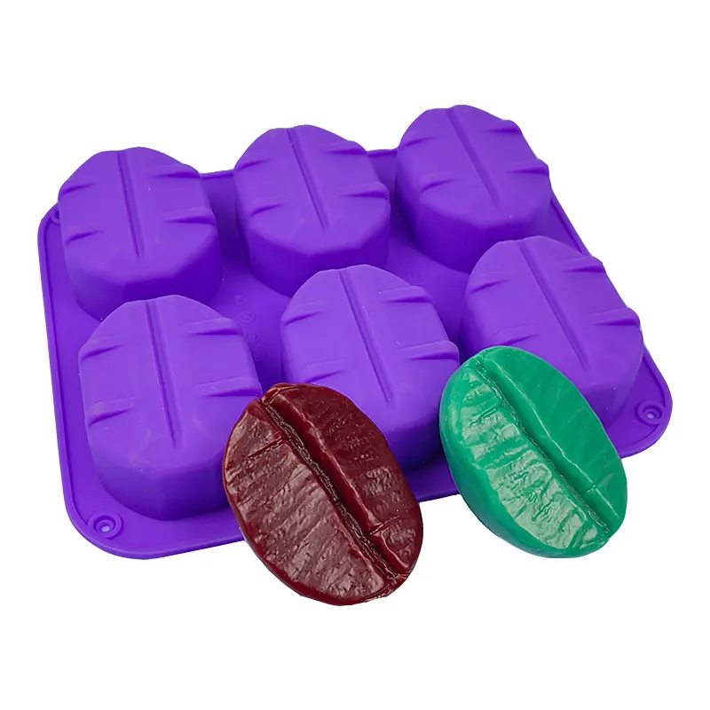 1/6 cavity Silicone Coffee Bean Mold Bakeware Baking Chocolate Mold Coffee Bean Cake/Soap Mould