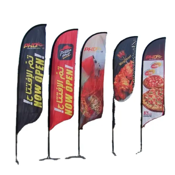 Outdoor Flags Outdoor Advertising Banner Stands Custom Logo Polyester Pole Teardrop Flying Beach Feather Flag
