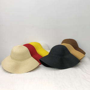 Chapeaux de paille tissés en gros pour femmes, style Hepburn, à <span class=keywords><strong>large</strong></span> bord, pour l'été et la plage - Product Image 4