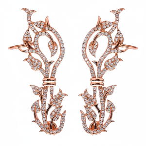 Flower Design CZ <b>Ear</b> <b>cuff</b> Turkish Wholesale Handcrafted 925 Sterling Silver Jewelry - Product Image 2