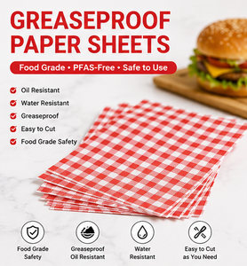 <b>Red</b> Checkered Greaseproof <b>Paper</b> Sheets 12x7.5 Inch for Food Packaging - Product Image 2