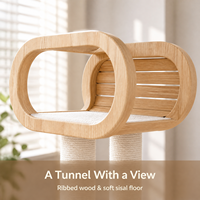 Arbre à chat personnalisable du sol au plafond, condo pour chat en contreplaqué à texture bois massif avec poteau à gratter en sisal pour grimper et se reposer