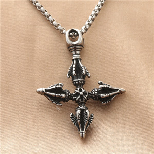 European Style Stainless Steel <b>Cross</b> Pendant Necklace Men's Punk Retro Geometric Design 19033 - Product Image 1