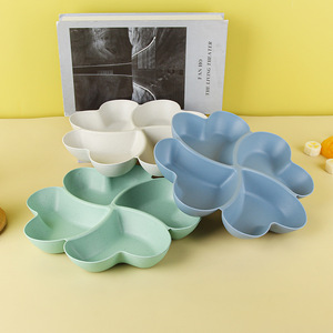 Piedras Paja DE TRIGO Caja de dulces múltiples Trébol de cuatro hojas Platos de frutas en forma de corazón Plato Bandejas de organización de almacenamiento de cocina