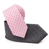 Corbatas Formales de Seda Jacquard con Micro Puntos Rosa y Gris, Diseño Clásico de Puntos para Hombre, Venta al Por Mayor