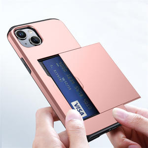 Custodia a portafoglio per <span class=keywords><strong>iPhone</strong></span> 15 con Slot per schede slide-out portafoglio porta carte di credito armatura per iPhone16 Pro Max custodia per cellulare - Product Image 1