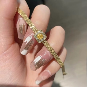 Xinfly 18K Real Gold Fine Jewelry <b>Set</b> Yellow Pendant Necklace Earrings Bracelets <b>Square</b> Wedding Gift Engagement - Product Image 5