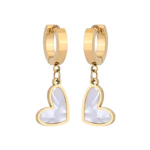 Luxury Pink Zircon Heart-Shaped Pendant Earrings Fine Jewelry Charms for Women Stainless Steel Customizable, Factory Direct Sale