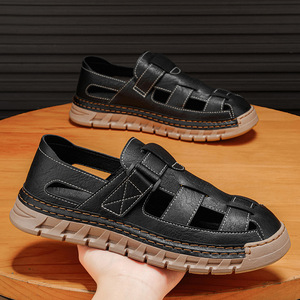 Sandalias de Pescador para Hombre, Cerradas, con Correa Ajustable y Hebilla, Parte Superior de Cuero Transpirable, Antideslizantes - Product Image 3