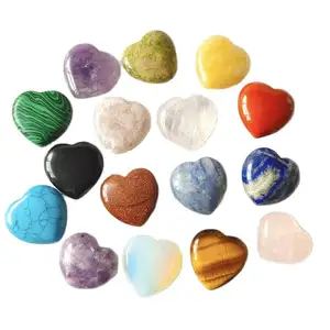 Bulk Wholesale Natural Carving Crafts Amethyst Heart Shaped Quartz Rose Quartz Crystals Hearts For Christmas Necklace Pendant