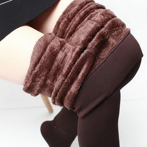 Leggings épais d'hiver pour femmes Doublure polaire Pantalon d'hiver thermique Taille unique pour femmes Collants collants à coutures Techniques - Product Image 1