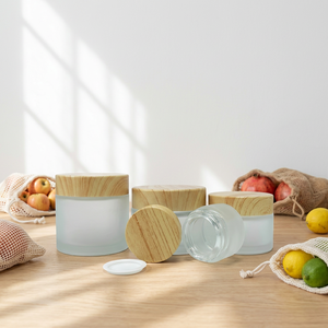 5g 10g 30g 50g 100gWholesale Frosted Glass Cream Jars with Natural <b>Bamboo</b> Lids, Empty Wide Mouth Matte Glass Cosmetic <b>Containers</b> - Product Image 5
