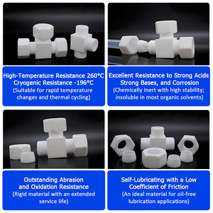 물 공급을 위한 ZDVseal 티 플라스틱 PTFE 파이프 피팅 1/4 "식품 및 화학 산업을 위한 동일 <span class=keywords><strong>T</strong></span> 조인트 - Product Image 3