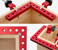 Lot de 3 serres-joints en aluminium en forme de L de 120/140 mm pour le travail du bois, avec échelle, équerre de positionnement à 90 degrés pour l'assemblage et la localisation