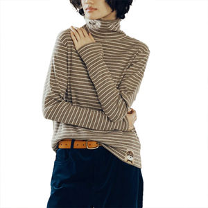 <b>Women's</b> Autumn Winter New High Neck Fashion Inner Wear Slim-Fitting Striped Versatile Long Sleeve Base Layer Knit <b>Top</b> - Product Image 4