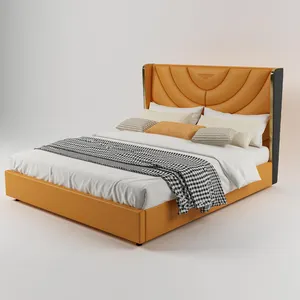 Design di lusso Comfort tessuto singolo testiera piattaforma King Size matrimoniale letto matrimoniale Hotel camera da letto set di mobili