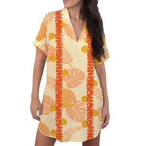 Robes Chemises Hawaïennes Décontractées à Imprimé Lei Puakenikeni pour Femmes, Grandes Tailles Personnalisées, Estivales et Tendance - Product Image 5