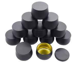 4oz 8oz Black Gold White Candle <strong>Tins</strong> with Lids Bulk Empty Round Metal Jars <strong>for</strong> Candle Making, Cosmetics, Food &amp; Jewelry Storage - Product Image 1