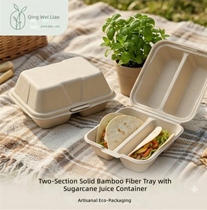 Boîte à tacos rectangulaire jetable en pulpe biodégradable, plateau à tortillas et emballage à <span class=keywords><strong>emporter</strong></span> avec finition mate et UV - Product Image 3