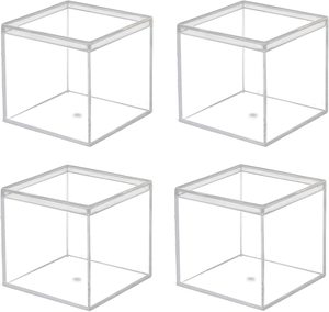 透明亚克力塑料方形立方体带盖2x2x2英寸 (5.5厘米) 小型透明塑料储物盒亚克力立方体用于存储 - Product Image 2