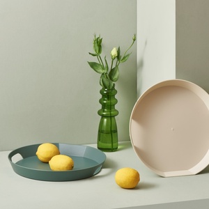 Plateau de service en plastique écologique MONR avec poignée portable, finition givrée, rangement facile, assiette à fruits, couleur personnalisable, plat décoratif moderne - Product Image 4
