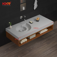Lavabo en céramique avec meuble de conception artistique, lavabo personnalisé unique avec unité de lavabo de surface solide, fabricant