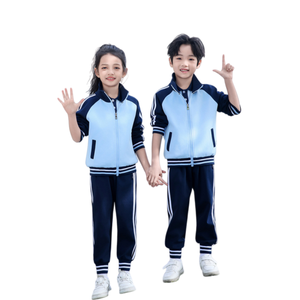 Ensemble d'uniformes d'école primaire trois pièces pour garçons et filles-Tenue de sport printemps/été Polyester/coton - Product Image 2