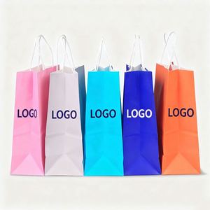 Sac cadeau en papier kraft de luxe écologique de haute qualité avec cordon de serrage, poignée et ruban, logo personnalisé, emballage de vêtements, blanc - Product Image 2