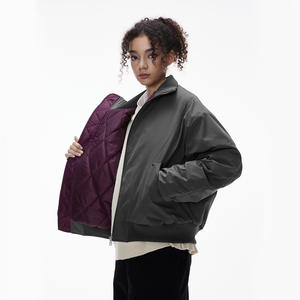 Blouson bomber streetwear pour homme |   Blouson court d'hiver à col montant, coupe déstructurée Cleanfit, rembourré en coton, fermeture éclair frontale, logo ODM Cœur - Product Image 4