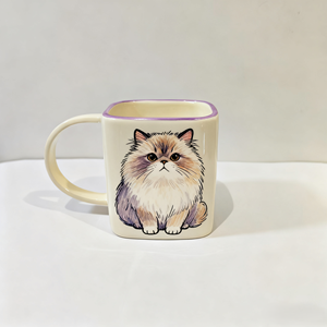Taza de Cerámica Hecha a Mano Personalizada - Diseño de <span class=keywords><strong>Gato</strong></span> <span class=keywords><strong>Persa</strong></span> Pintado a Mano, Regalo Perfecto para las Fiestas - Product Image 2