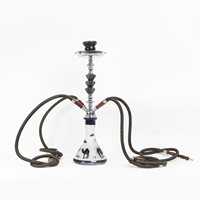 Nouvel ensemble complet de chicha arabe transfrontalier en verre dépoli avec tuyau en acrylique à quatre tubes, design créatif