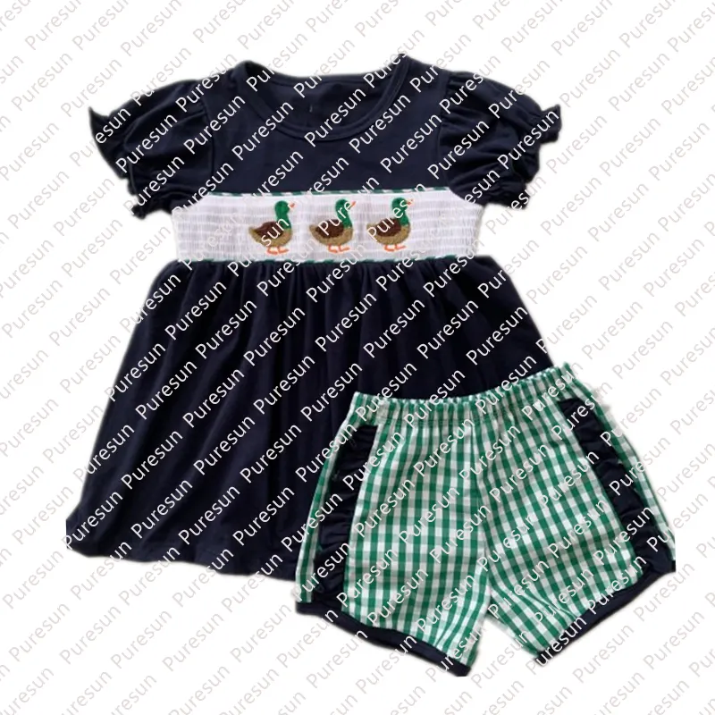 children boutique mallard ducks smocked outfit toddler matching clothes baby smock embroidery clothing set