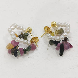 ต่างหูมุกคริสตัลอเมทิสต์โรสควอตซ์ประดับหินเลมอนต่างหูสำหรับสุภาพสตรี - Product Image 2