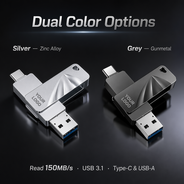 New Portable USB Flash Drive Type-C USB 3.2 32GB/64GB Metal Encrypted with 100-150MB/s Read & 30-50MB/s Write Speed