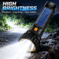 Lampe torche LED rechargeable à énergie solaire, charge USB, haute puissance, avec lumière latérale COB pour le camping, les situations d'urgence et l'utilisation en extérieur