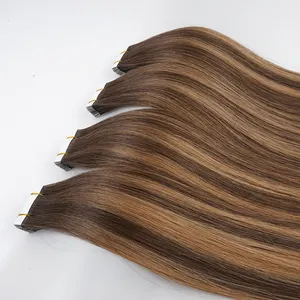Nastro di estensione dei capelli osso dritto invisibile vergine doppia cuticola allineata nastro lungo nelle estensioni dei capelli 100 capelli umani