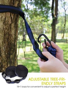 <span class=keywords><strong>Hamaca</strong></span> Portátil para Acampar al Aire Libre OEM, <span class=keywords><strong>Red</strong></span> de Nailon Resistente, Correas para Árboles, Bolsa de Transporte, Uso Individual o Doble para Adultos, Cuerda de Viaje - Product Image 5