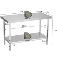 Nouvelle arrivée 201 304 Table de préparation en acier inoxydable ustensiles de cuisine d'extérieur banc de table de travail pour hôtels et restaurants