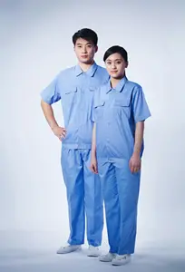 Logotipo personalizado tc camisa mecânica de trabalho, jaqueta e calças, conjunto de roupa de trabalho, manga curta, uniforme de trabalho esd antiestática