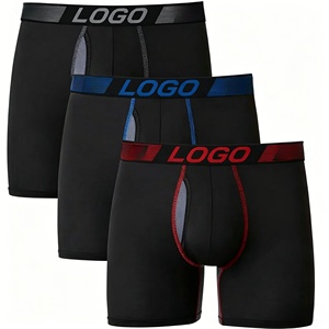 Paquete de 3 Calzoncillos Boxer para <span class=keywords><strong>Hombre</strong></span>, Soporte Total, Poliéster y Elastano, Sexy, Pierna Larga y Corta, Venta al Por Mayor - Product Image 1