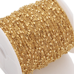 Cadena en forma de O de acero inoxidable chapada en oro de 18k de 2 mm, cadena apilable para accesorios de cabello DIY y material de confección de ropa. - Product Image 4