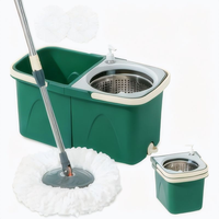 Ensemble serpillière et seau essoreur Holamopa Easy Self-Cleaning, tête rotative à 360°, manche en acier pour usage domestique