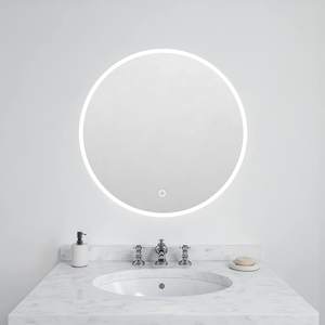 Moderno contemporaneo Frameless rotondo LED specchio di vanità luce 5mm di vetro di spessore con illuminazione a LED per il trucco - Product Image 1