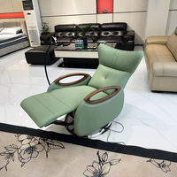 Fauteuil inclinable électrique moderne en cuir avec accoudoirs en bois pour salon et mobilier de loisirs à domicile