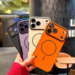 Funda magnética 2 en 1 de color sólido con ventana grande y acabado mate para iPhone 17, 16, 15, 14, 13 Pro Max, naranja, y protectores - Product Image 2