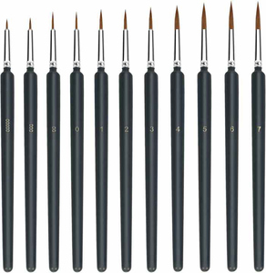 11 pièces Miniature crochet ligne stylo Art détail pinceaux ensemble pour Gouache aquarelle huile visage ongles Rock - Product Image 6