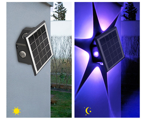 Nouvelle lampe murale solaire IP65, lumière LED chaude extérieure, luminescence à 360 degrés, balcon, cour, jardin, lumière de projection décorative - Product Image 1